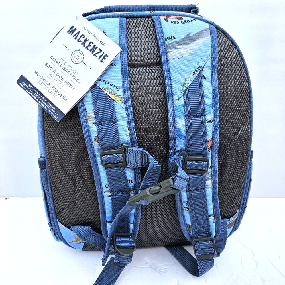 Pottery Barn Kids Mackenzie Blue “Save Our Seas” Backpack Ocean Animals travel - Picture 3 of 6